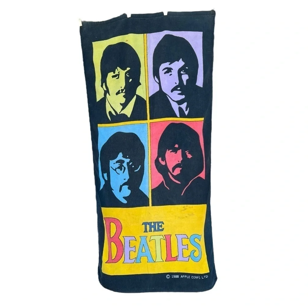 VTG Jay Franco The Beatles Warhol Style Beach Towel Colorful Pop Art 30x60 FLAWS